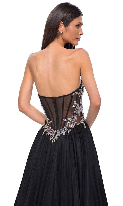 La Femme 32862 Semi Sweetheart Illusion Corset Prom Gown