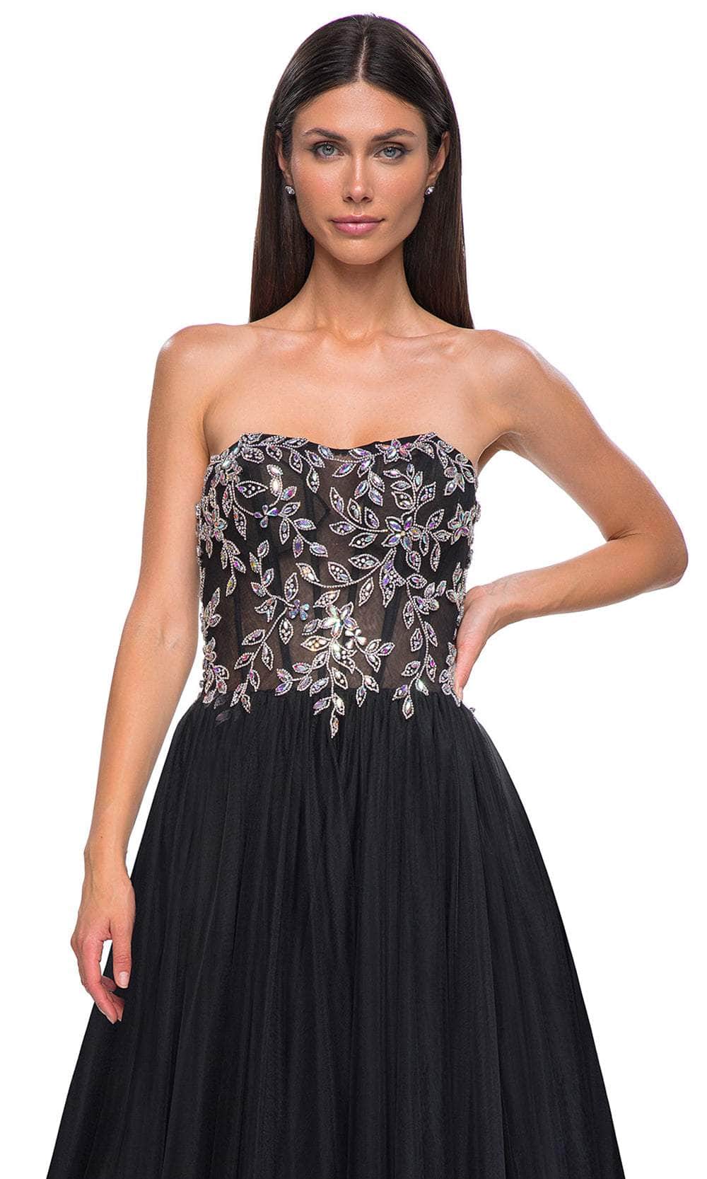 La Femme 32862 Semi Sweetheart Illusion Corset Prom Gown