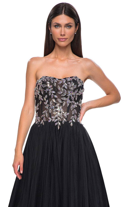 La Femme 32862 Semi Sweetheart Illusion Corset Prom Gown