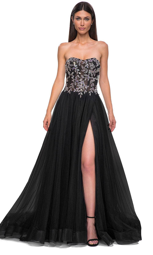 La Femme 32862 Semi Sweetheart Illusion Corset Prom Gown