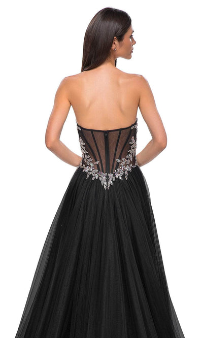 La Femme 32862 Semi Sweetheart Illusion Corset Prom Gown