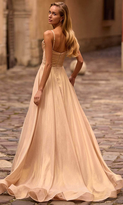 La Femme 32864 Surplice V-Neck Metallic Chiffon Prom Gown