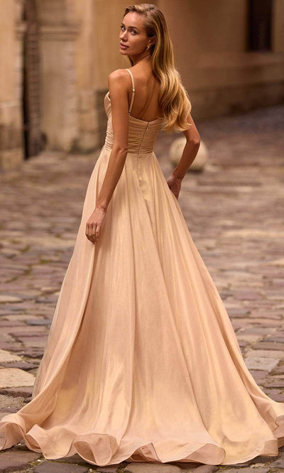 La Femme 32864 Surplice V-Neck Metallic Chiffon Prom Gown