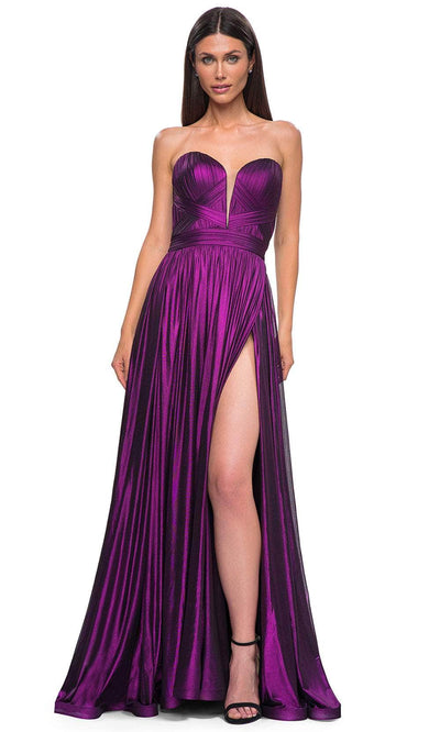 La Femme 32899 - Strapless Metallic Jersey Prom Gown Special Occasion Dress
