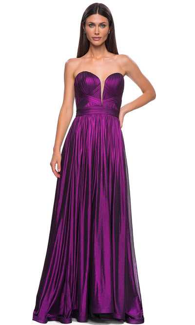 La Femme 32899 Strapless Metallic Jersey Prom Gown