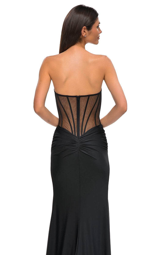 La Femme 32912 Sweetheart Lace Illusion Corset Prom Gown