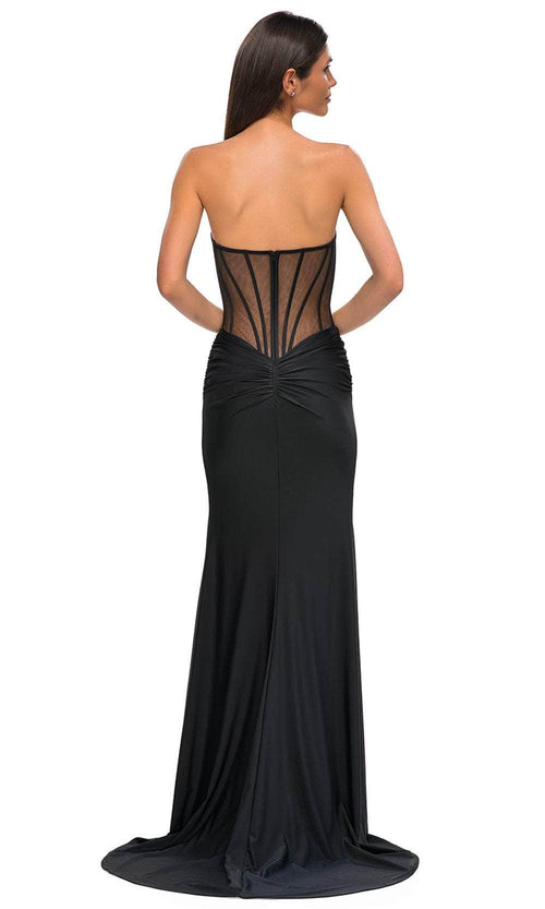 La Femme 32912 Sweetheart Lace Illusion Corset Prom Gown