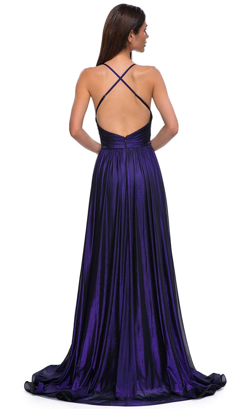 La Femme 32917 V-Neck Wrapped Waistband Prom Gown