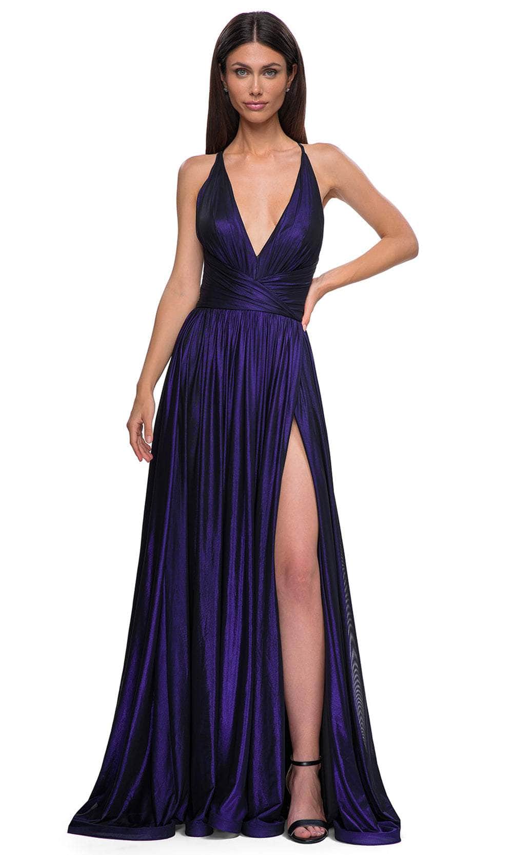 La Femme 32917 V-Neck Wrapped Waistband Prom Gown
