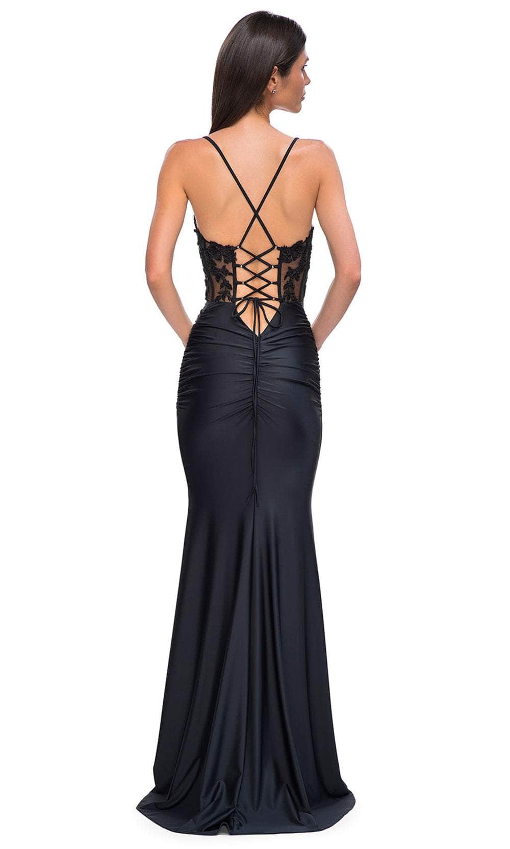 La Femme 32920 Beaded Lace V-Neck Prom Gown