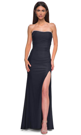 La Femme 32931 Rhinestone Trim Strapless Prom Gown