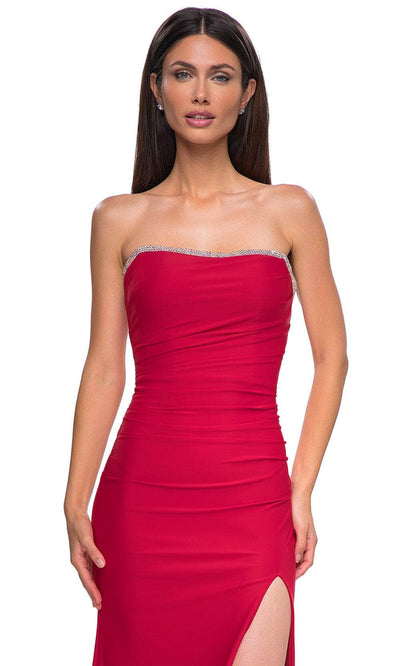La Femme 32931 Rhinestone Trim Strapless Prom Gown