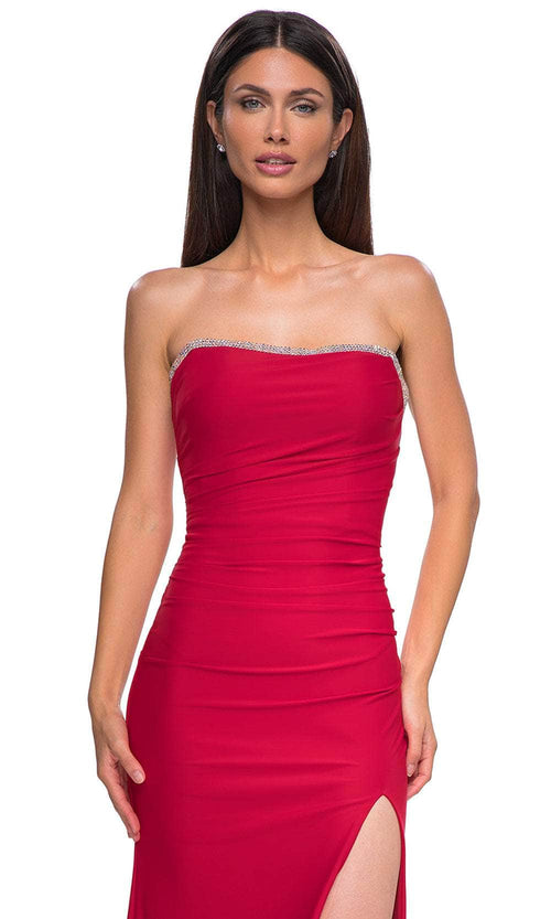 La Femme 32931 Rhinestone Trim Strapless Prom Gown