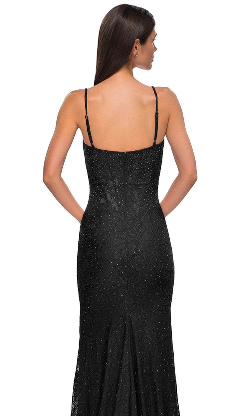 La Femme 32933 Rhinestone Embellished Lace Sleeveless Prom Gown