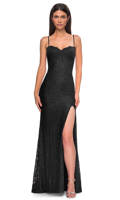 La Femme 32933 Rhinestone Embellished Lace Sleeveless Prom Gown