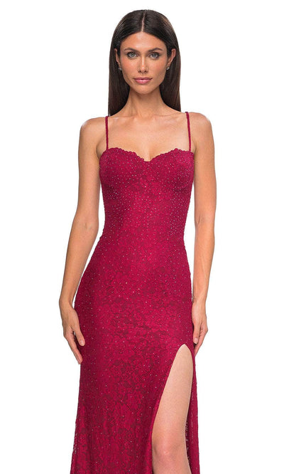 La Femme 32933 Rhinestone Embellished Lace Sleeveless Prom Gown