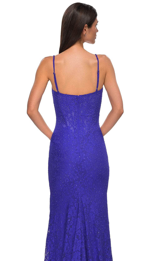 La Femme 32933 Rhinestone Embellished Lace Sleeveless Prom Gown