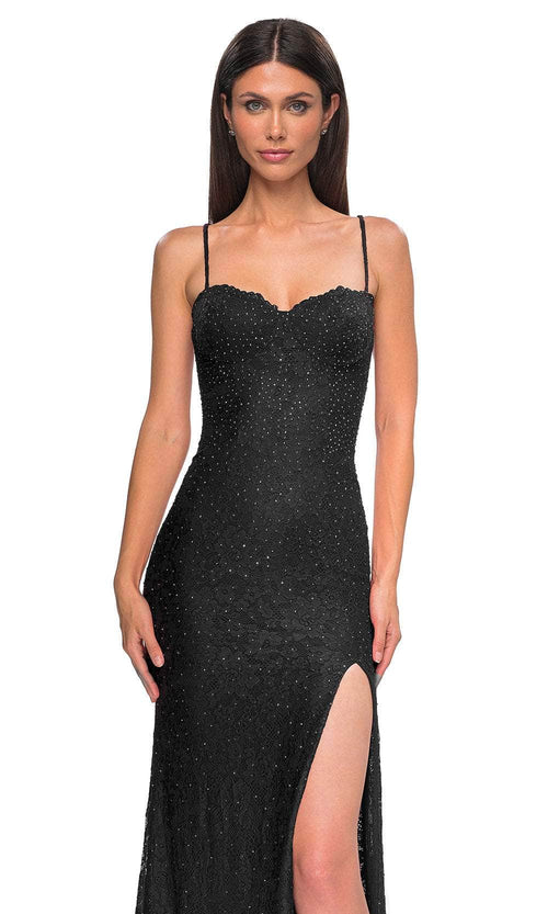 La Femme 32933 Rhinestone Embellished Lace Sleeveless Prom Gown