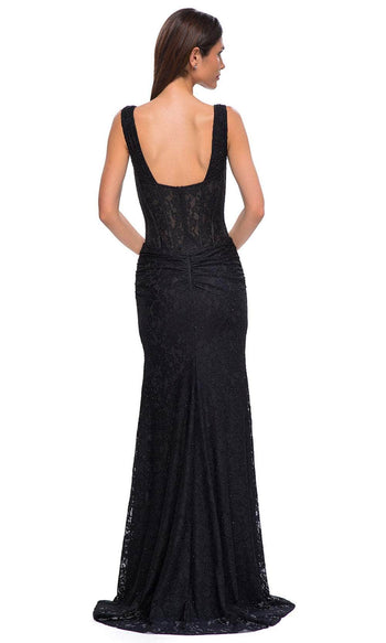 La Femme 32943 Lace Bodice Wide Straps Prom Gown
