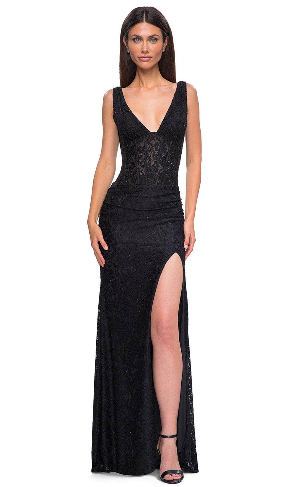 La Femme 32943 Lace Bodice Wide Straps Prom Gown