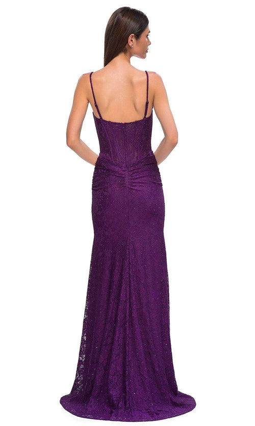 La Femme 32947 Deep V-Neck Lace Bodice Prom Gown