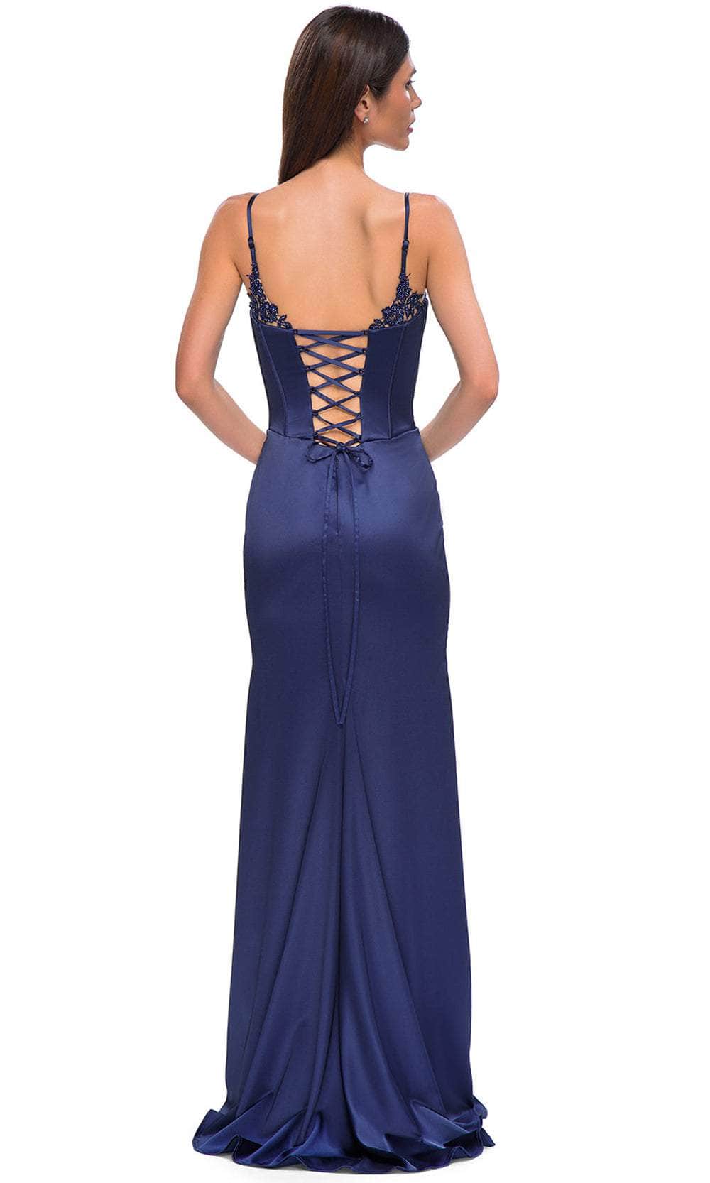 La Femme 32955 Lace Appliqued Sleeveless Prom Gown