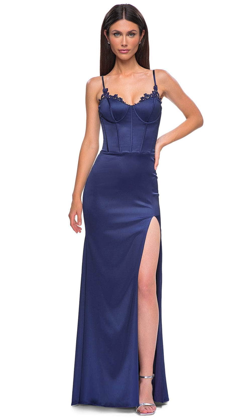 La Femme 32955 Lace Appliqued Sleeveless Prom Gown