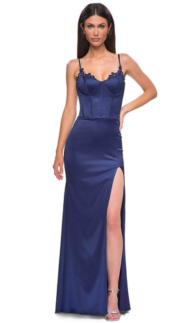 La Femme 32955 Lace Appliqued Sleeveless Prom Gown