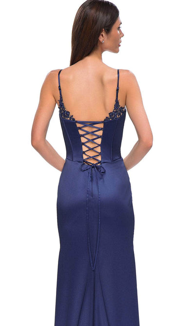 La Femme 32955 Lace Appliqued Sleeveless Prom Gown