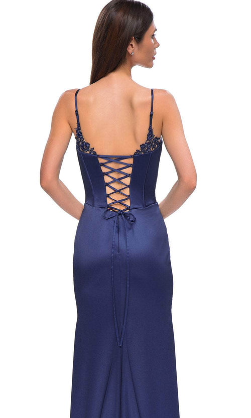 La Femme 32955 Lace Appliqued Sleeveless Prom Gown