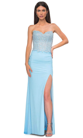 La Femme 32961 Sweetheart Leaf Applique Prom Gown