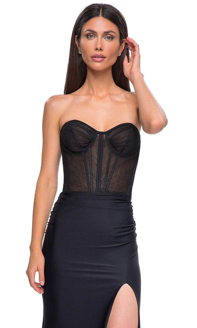 La Femme 32971 Illusion Corset Strapless Sweetheart Prom Gown