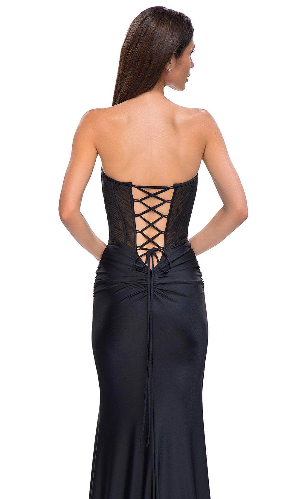 La Femme 32971 Illusion Corset Strapless Sweetheart Prom Gown