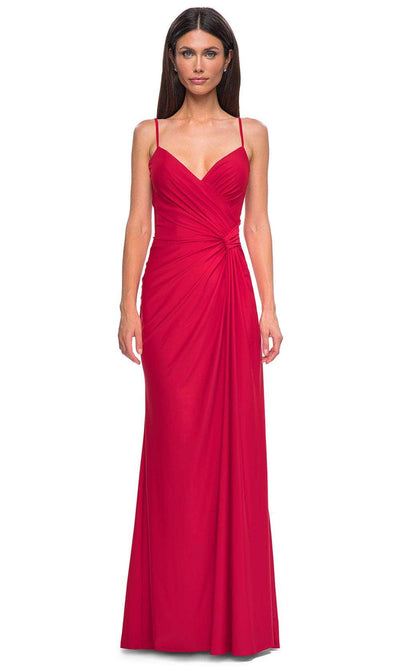 La Femme 32977 Deep V-Neck Lace-Up Prom Gown