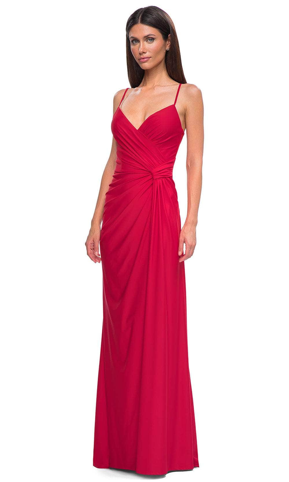 La Femme 32977 Deep V-Neck Lace-Up Prom Gown