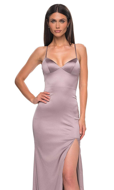 La Femme 33010 Fitted Satin Prom Gown