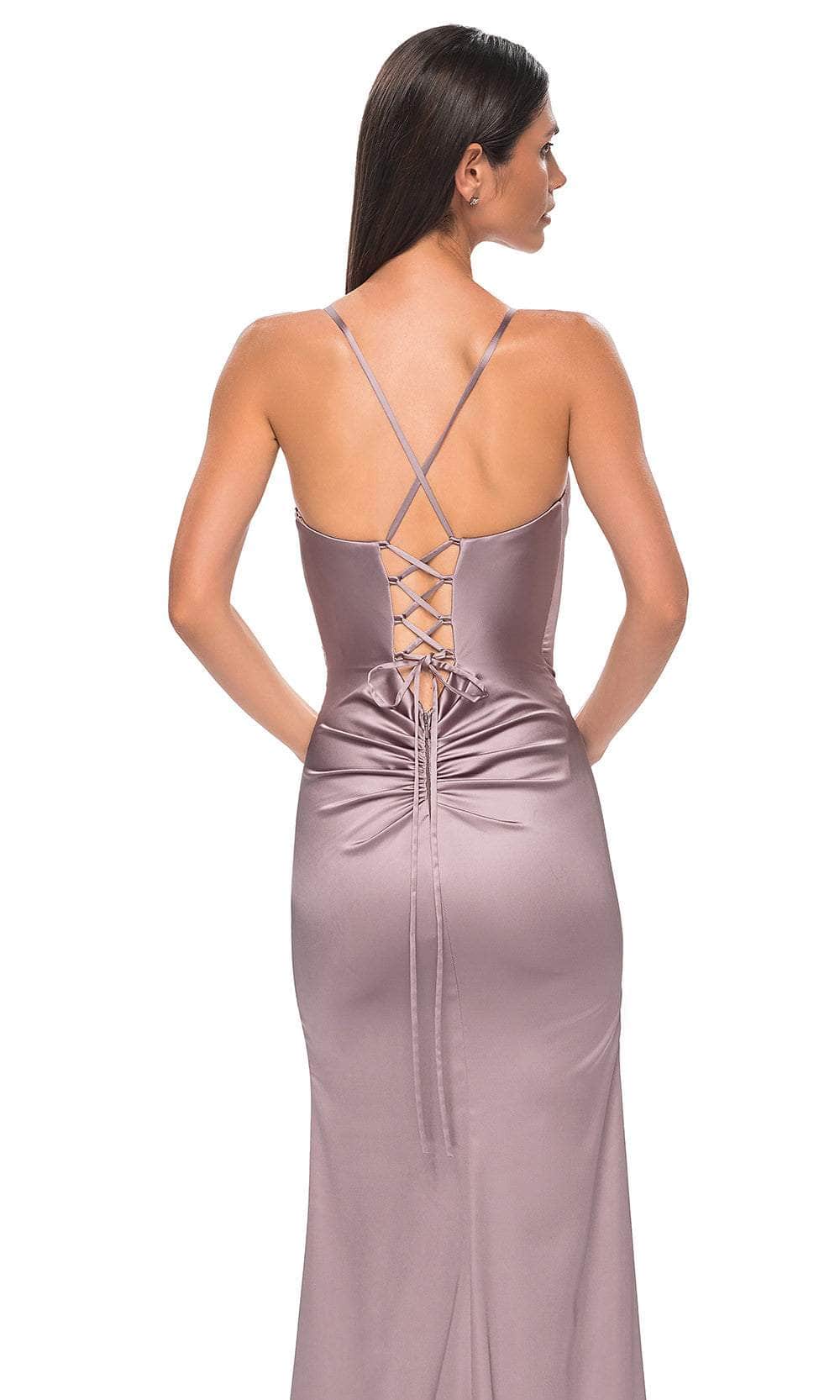 La Femme 33010 Fitted Satin Prom Gown