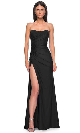 La Femme 33012 Ruched Strapless Fitted Prom Gown