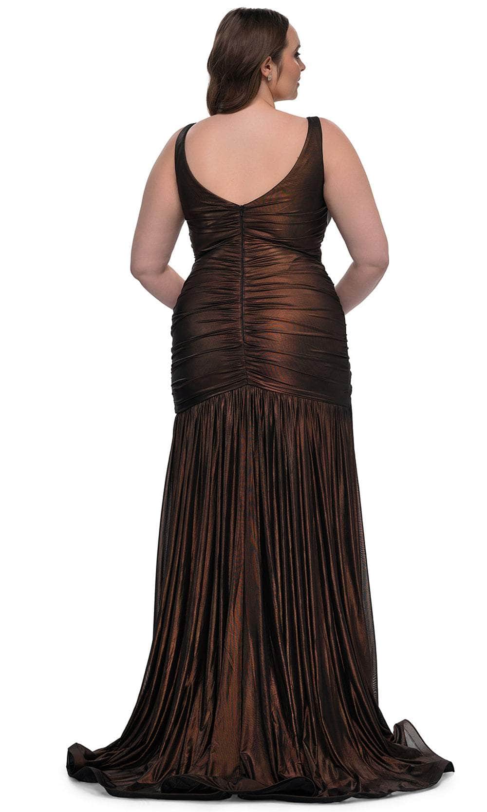 La Femme 33021 Ruching Flare Skirt Dress