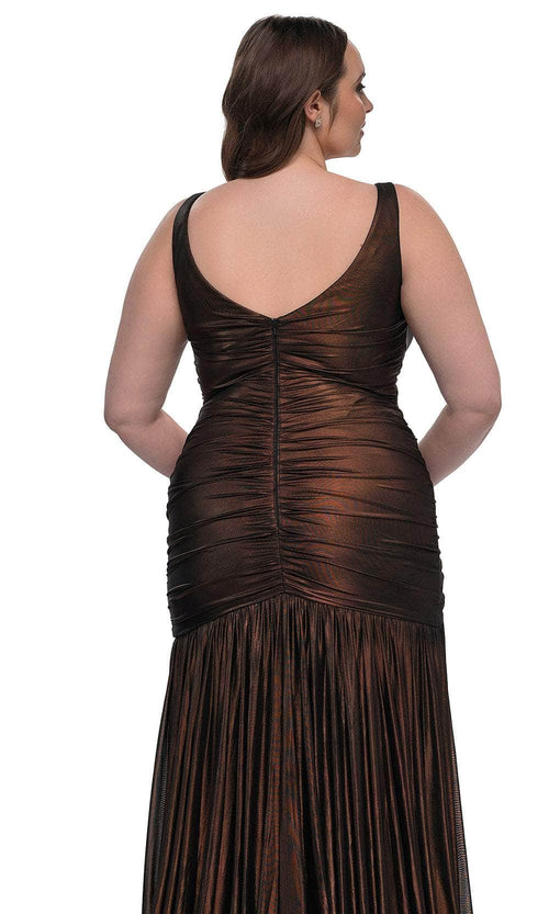 La Femme 33021 Ruching Flare Skirt Dress