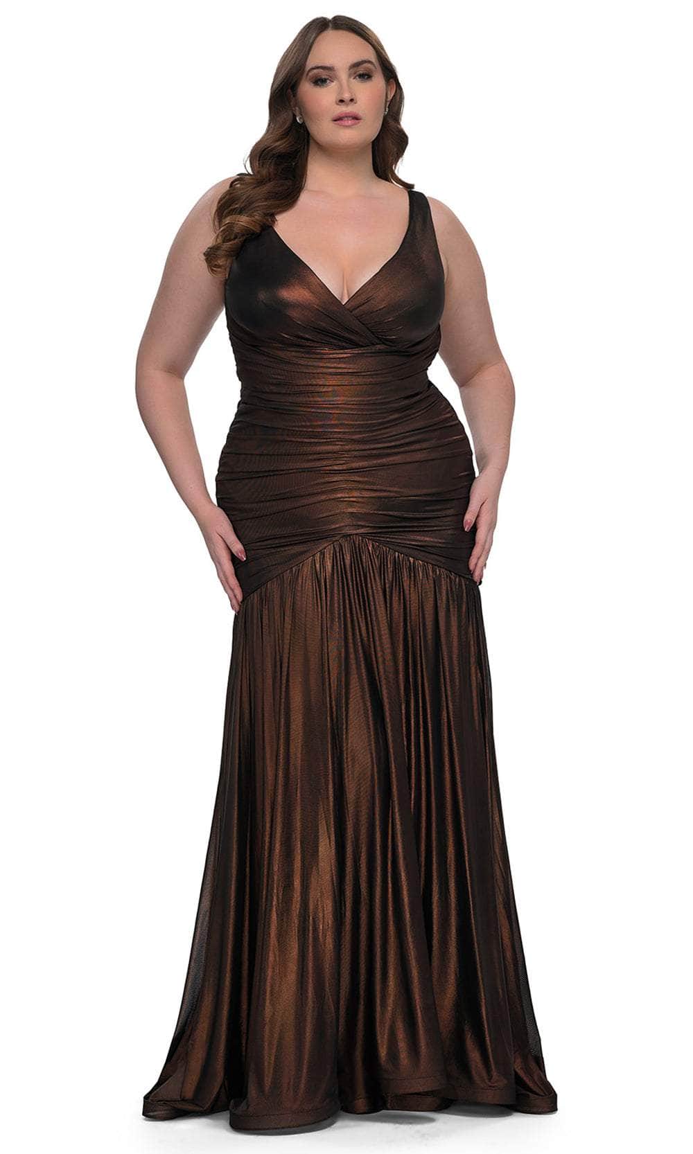 La Femme 33021 - Ruching Flare Skirt Dress Special Occasion Dress