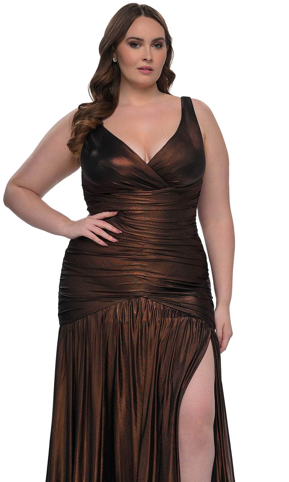 La Femme 33021 Ruching Flare Skirt Dress