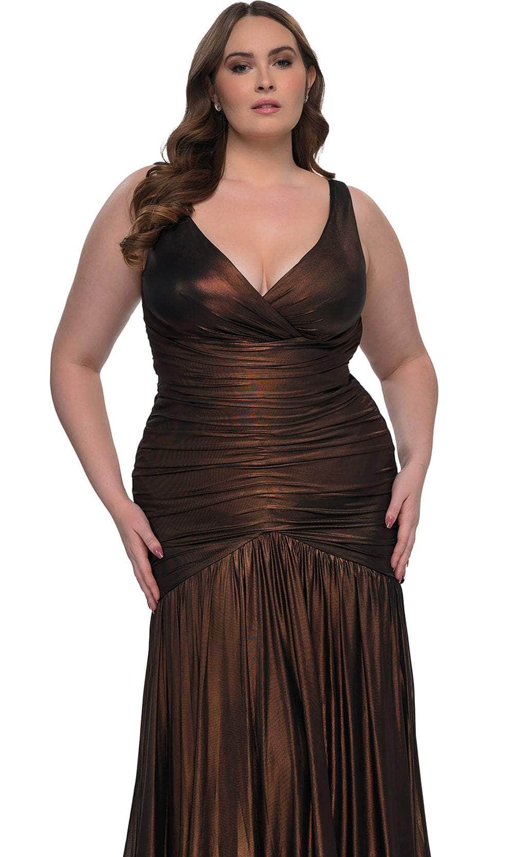 La Femme 33021 Ruching Flare Skirt Dress