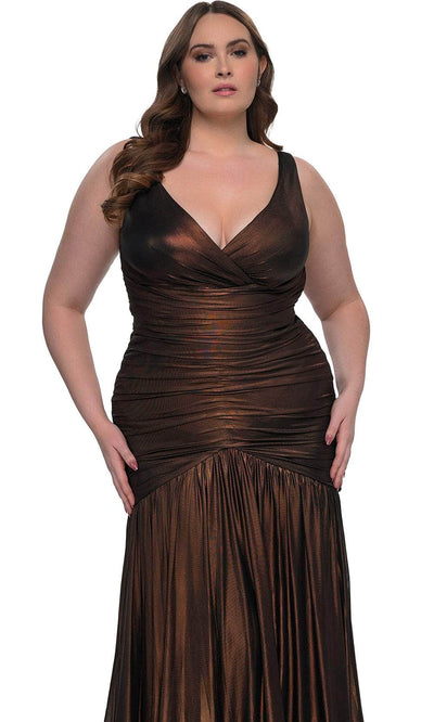 La Femme 33021 Ruching Flare Skirt Dress