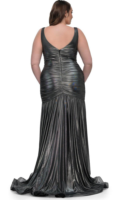 La Femme 33021 Ruching Flare Skirt Dress