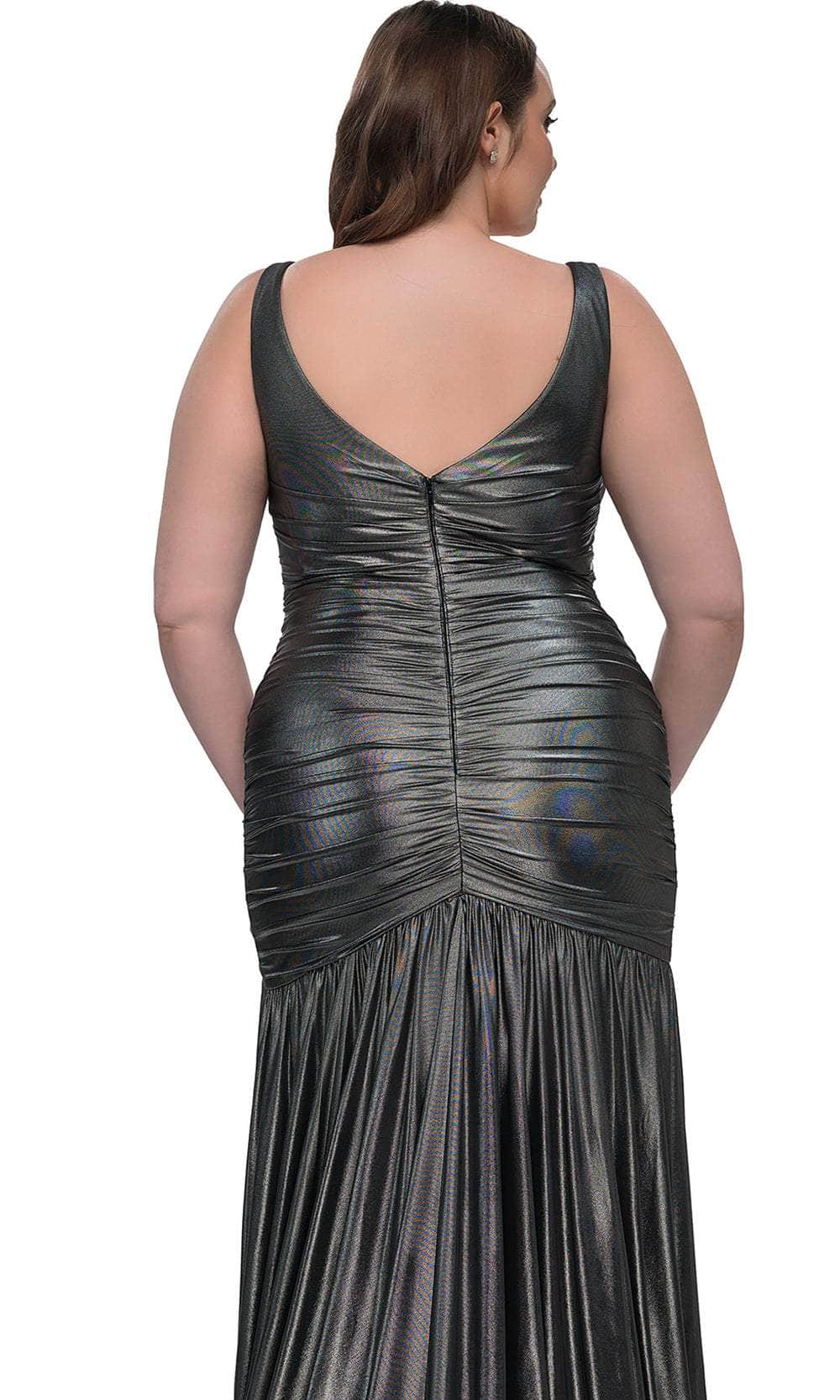La Femme 33021 Ruching Flare Skirt Dress