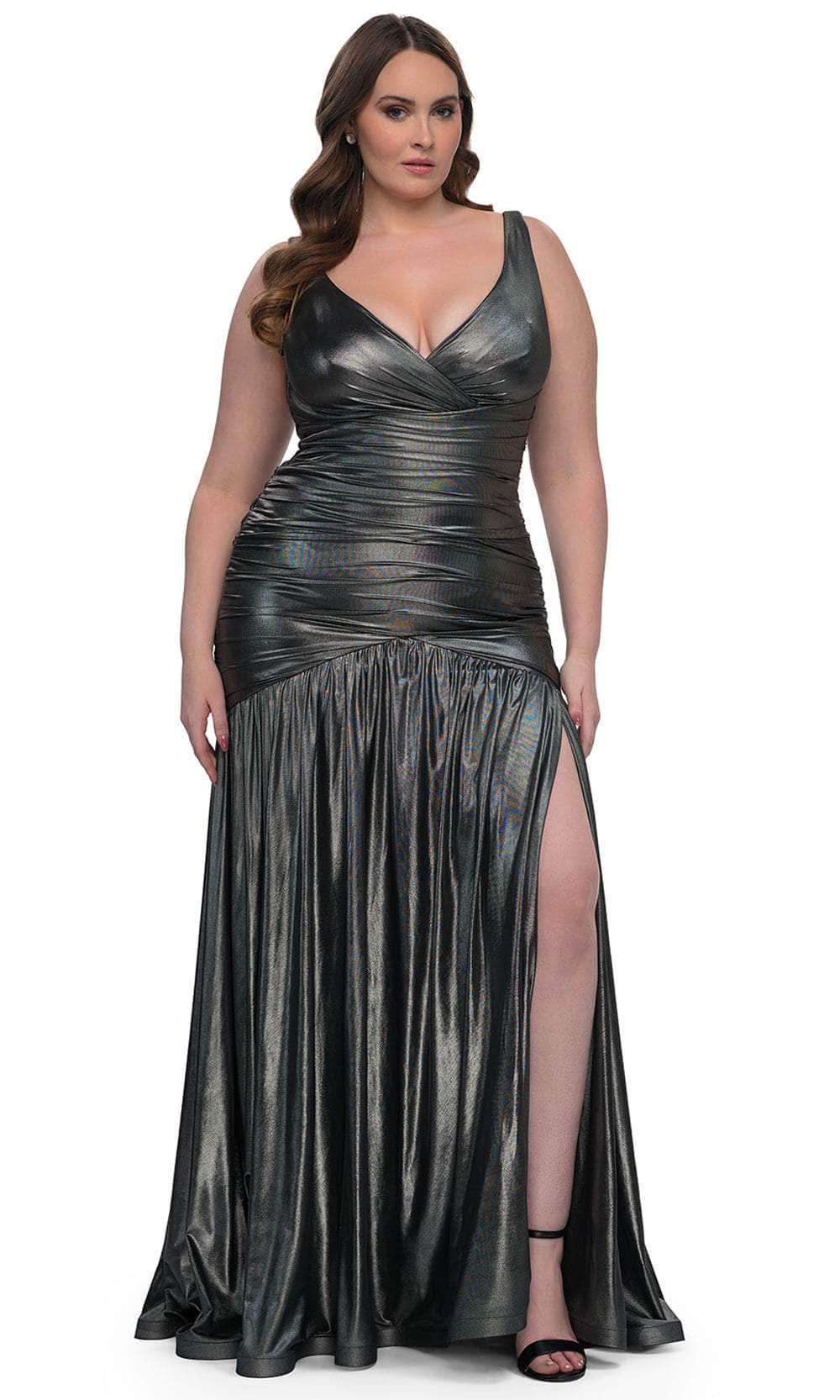 La Femme 33021 Ruching Flare Skirt Dress