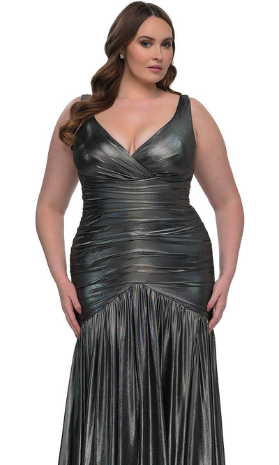 La Femme 33021 Ruching Flare Skirt Dress