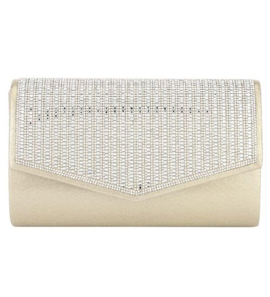 Formal Dress Shops HBG-105036 Rhinestone Studded Envelope Clutch Bag - Gold - Accessories