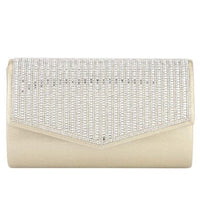 Formal Dress Shops HBG-105036 Rhinestone Studded Envelope Clutch Bag - Gold - Accessories